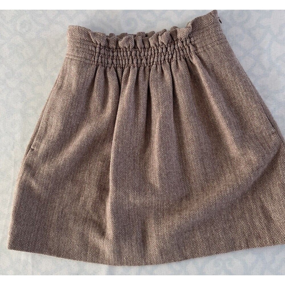 J Crew Womens Mini Skirt 2 Camel Beige Elastic Waist Wool Blend Quiet Luxury